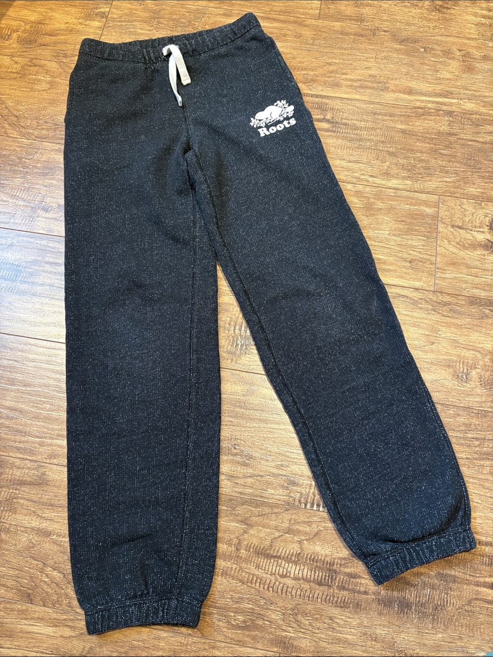Roots Kids Black Sweatpants with White Logo